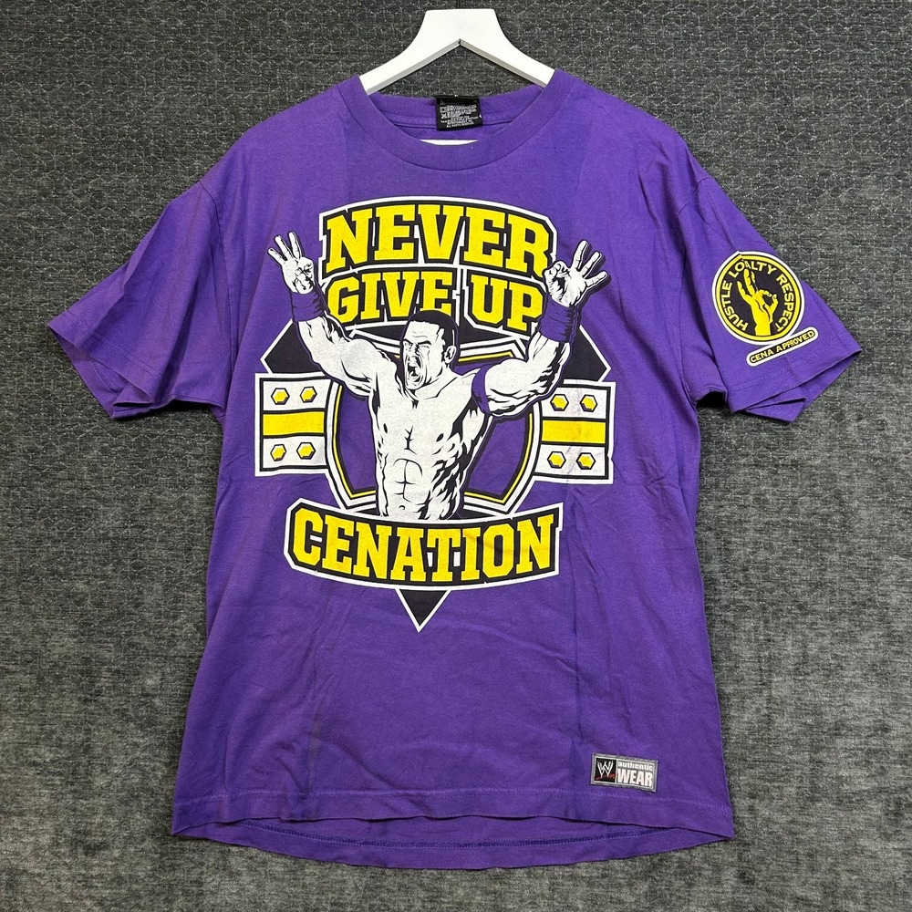 Vintage WWE John Cena Graphic T-Shirt Adults Purple Short Sleeve Wrestling - L